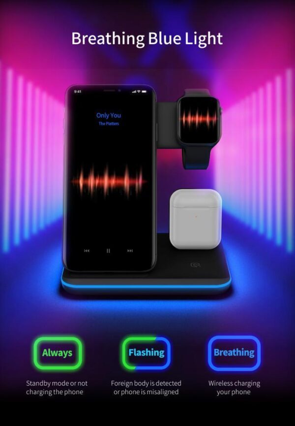 Compatible Mobile Phone Watch Earphone Wireless Charger 3 In 1 Wireless Charger Stand - Image 9