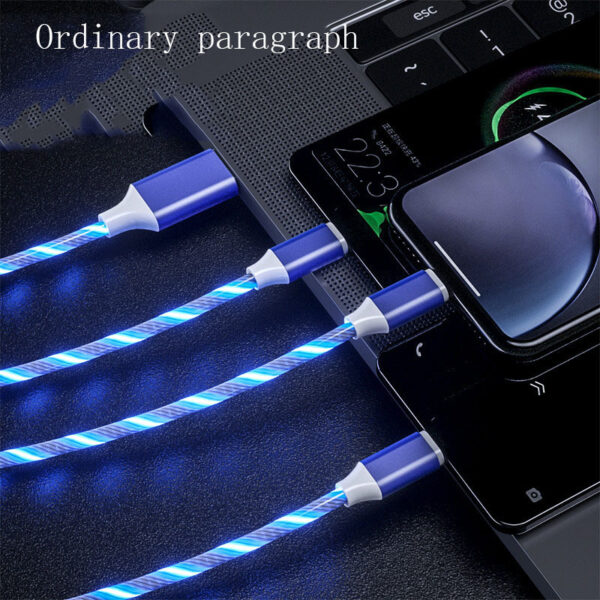 3 In 1 Micro USB Type C Cable LED Flowing Light Type C Chager Cable Mobile Phone Charging Wire - Image 2