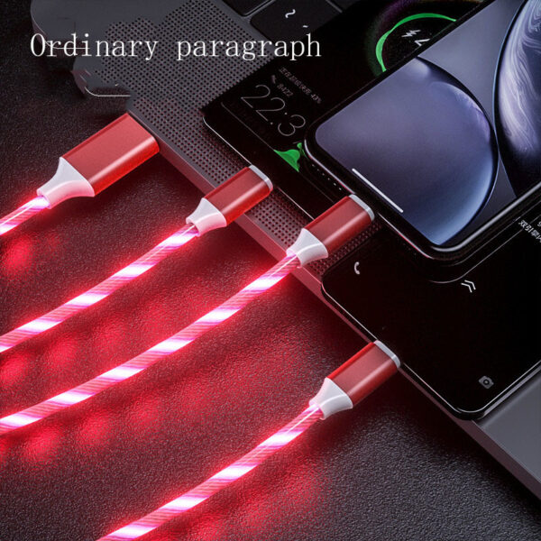 3 In 1 Micro USB Type C Cable LED Flowing Light Type C Chager Cable Mobile Phone Charging Wire - Image 7