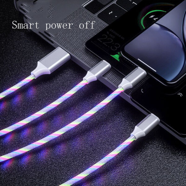 3 In 1 Micro USB Type C Cable LED Flowing Light Type C Chager Cable Mobile Phone Charging Wire - Image 4