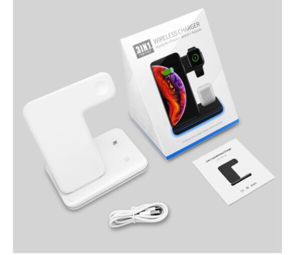 Compatible Mobile Phone Watch Earphone Wireless Charger 3 In 1 Wireless Charger Stand - Image 5