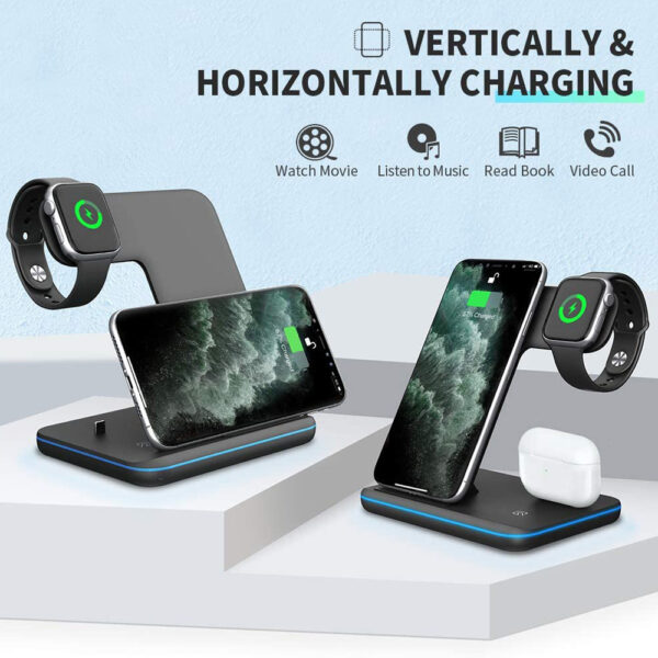 Compatible Mobile Phone Watch Earphone Wireless Charger 3 In 1 Wireless Charger Stand - Image 7